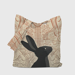 Сумка-шопер Чёрный кролик с узорами, цвет: 3D-принт