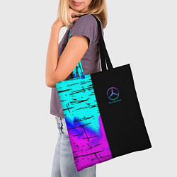 Сумка-шопер Mercedes benz неон текстура, цвет: 3D-принт — фото 2
