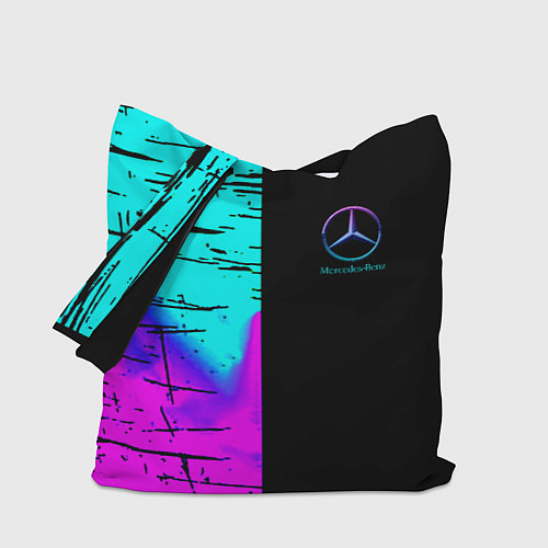 Сумка-шоппер Mercedes benz неон текстура / 3D-принт – фото 1