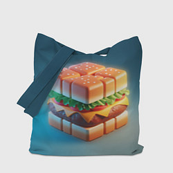Сумка-шопер Абстрактный гамбургер в форме куба, цвет: 3D-принт