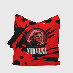 Сумка-шоппер Nirvana красные краски рок бенд
