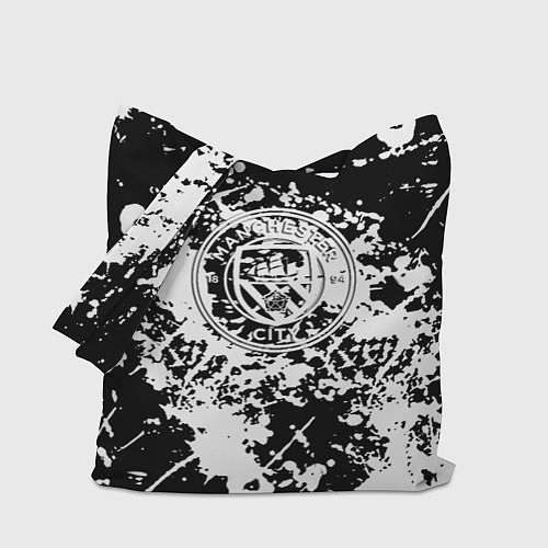 Сумка-шоппер Manchester City краски чёрно белые / 3D-принт – фото 1