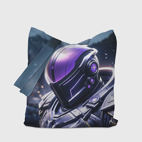 Сумка-шоппер Киборг в фиолетовом шлеме / 3D-принт – фото 1