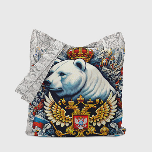 Сумка-шоппер Белый медведь с короной / 3D-принт – фото 1
