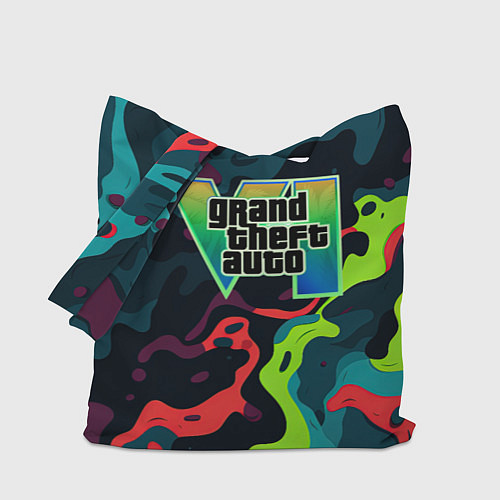 Сумка-шоппер Gta лого кислотный камуфляж / 3D-принт – фото 1