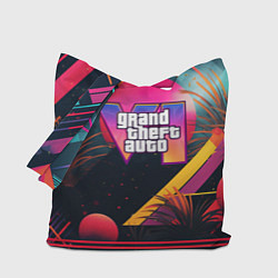 Сумка-шопер GTA 6 logo абстракция яркая, цвет: 3D-принт