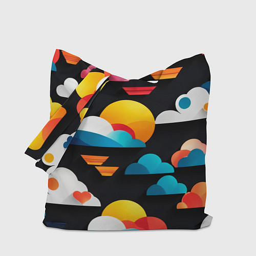 Сумка-шоппер Цветные облака в черном небе / 3D-принт – фото 1