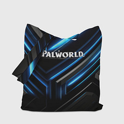 Сумка-шопер Palworld logo black blue neon abstract, цвет: 3D-принт