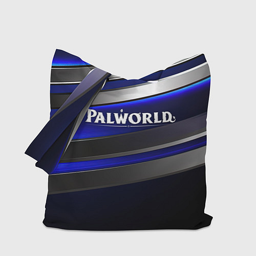 Сумка-шоппер Palworld logo синие и серебристые полосы / 3D-принт – фото 1