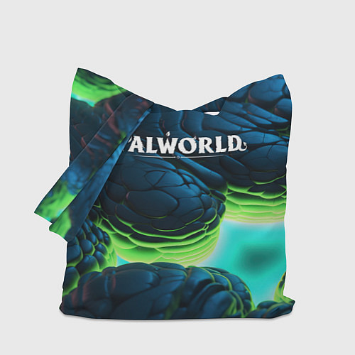 Сумка-шоппер Palworld логотип на ярких синих и зеленых неоновых / 3D-принт – фото 1