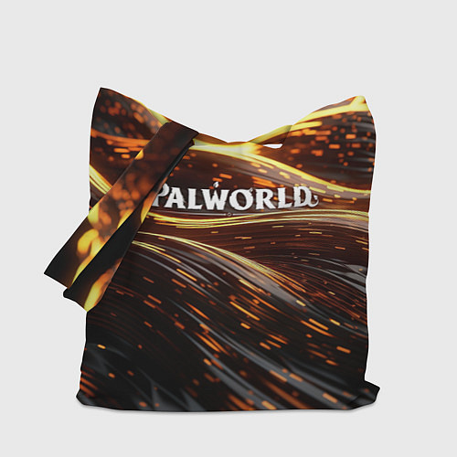Сумка-шоппер Palworld логотип золотистый и черный фон / 3D-принт – фото 1