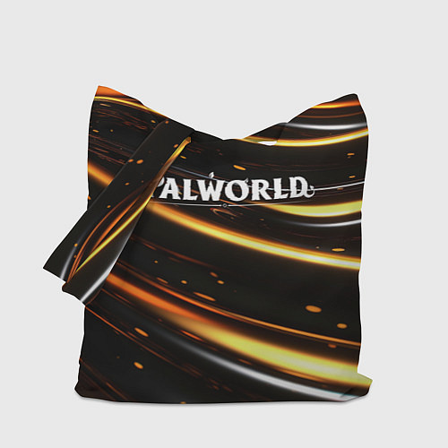 Сумка-шоппер Palworld логотип золотые волны на черном / 3D-принт – фото 1