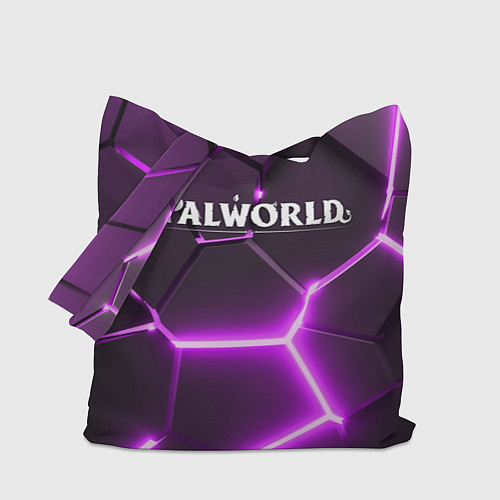 Сумка-шоппер Palworld логотип разлом фиолетовых плит / 3D-принт – фото 1
