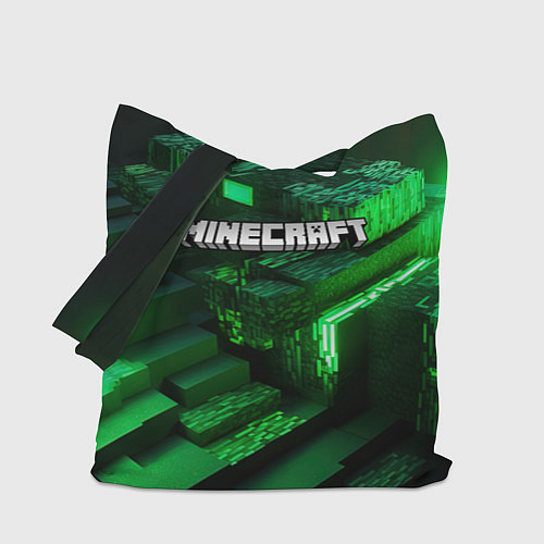 Сумка-шоппер Minecraft logo зеленые неоновые кубы / 3D-принт – фото 1