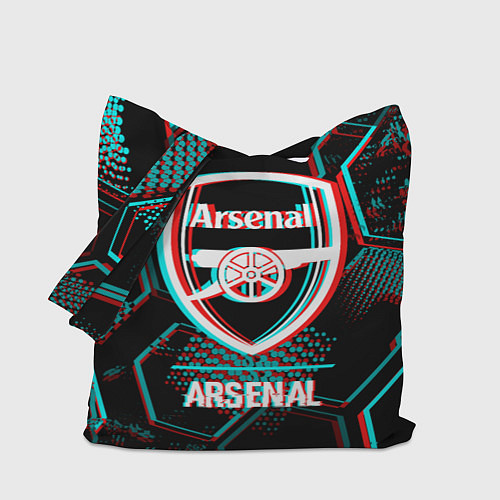 Сумка-шоппер Arsenal FC в стиле glitch на темном фоне / 3D-принт – фото 1