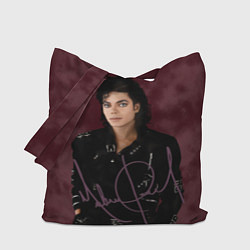 Сумка-шоппер Michael Jackson на бордовом фоне