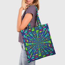 Сумка-шопер Абстрактный узор коридор из разноцветных квадратов, цвет: 3D-принт — фото 2