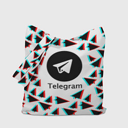 Сумка-шопер Telegram logo pattern steel, цвет: 3D-принт