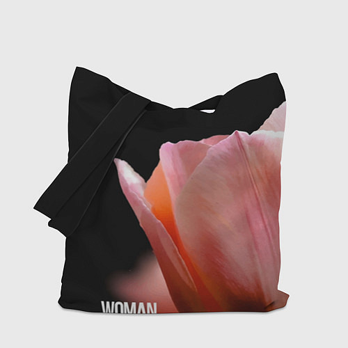 Сумка-шоппер Тюльпан на чёрном - woman / 3D-принт – фото 1