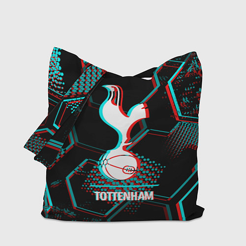 Сумка-шоппер Tottenham FC в стиле glitch на темном фоне / 3D-принт – фото 1