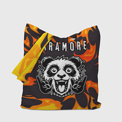 Сумка-шопер Paramore рок панда и огонь, цвет: 3D-принт