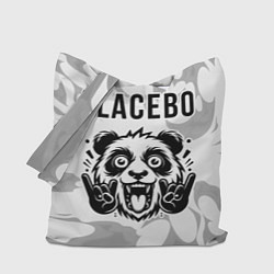 Сумка-шопер Placebo рок панда на светлом фоне, цвет: 3D-принт