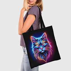 Сумка-шопер Суровый неоновый кот, цвет: 3D-принт — фото 2