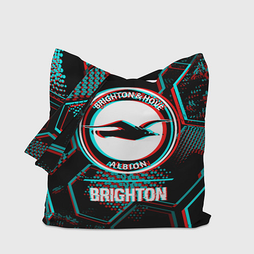 Сумка-шоппер Brighton FC в стиле glitch на темном фоне / 3D-принт – фото 1