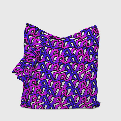 Сумка-шоппер Фиолетовый узор и чёрная обводка / 3D-принт – фото 1