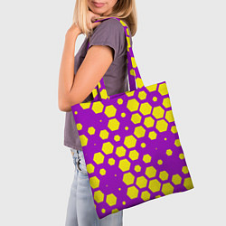 Сумка-шопер Желтые соты на фиолетовом фоне, цвет: 3D-принт — фото 2