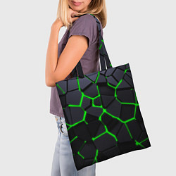 Сумка-шопер Зеленые плиты киберпанк, цвет: 3D-принт — фото 2