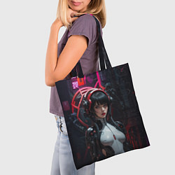 Сумка-шопер Девушка в углепластиковой бороне, цвет: 3D-принт — фото 2