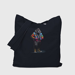 Сумка-шоппер Стильная горилла на черном фоне