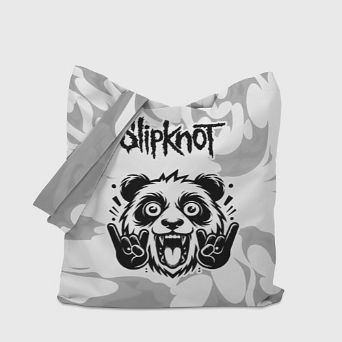 Сумка-шоппер Slipknot рок панда на светлом фоне / 3D-принт – фото 1