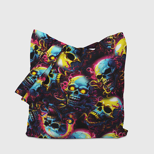 Сумка-шоппер Разноцветные черепушки с щупальцами / 3D-принт – фото 1