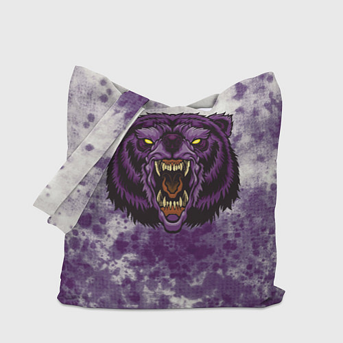 Сумка-шоппер Фиолетовый медведь голова / 3D-принт – фото 1