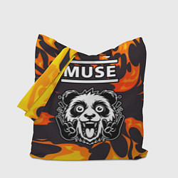 Сумка-шопер Muse рок панда и огонь, цвет: 3D-принт