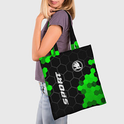 Сумка-шопер Skoda green sport hexagon, цвет: 3D-принт — фото 2