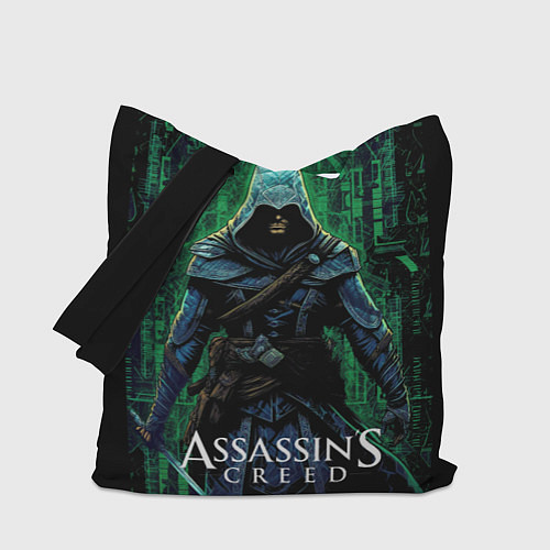 Сумка-шоппер Assassins creed зеленый стиль матрицы / 3D-принт – фото 1