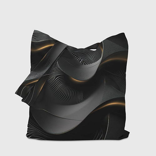 Сумка-шоппер Черная абстракция с темными золотыми вставками / 3D-принт – фото 1