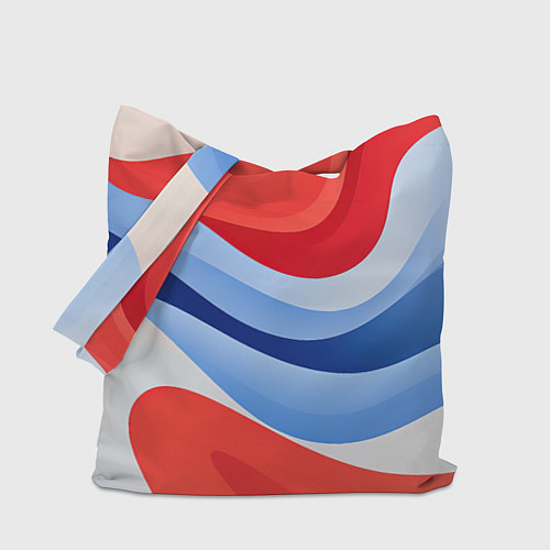 Сумка-шоппер Волнистые полосы красные белые синие / 3D-принт – фото 1
