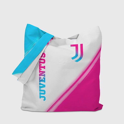 Сумка-шоппер Juventus neon gradient style вертикально / 3D-принт – фото 1