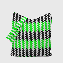 Сумка-шоппер Вертикальные чёрно-зелёные полосы