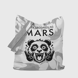 Сумка-шопер Thirty Seconds to Mars рок панда на светлом фоне, цвет: 3D-принт