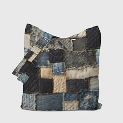 Сумка-шоппер Заплатки пэчворк на джинсе