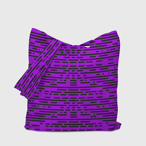 Сумка-шоппер Чёрные полосы на фиолетовом фоне / 3D-принт – фото 1