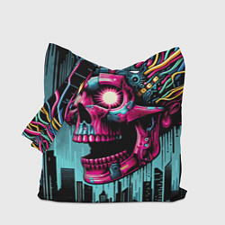 Сумка-шопер Cyber skull - ai art fantasy, цвет: 3D-принт