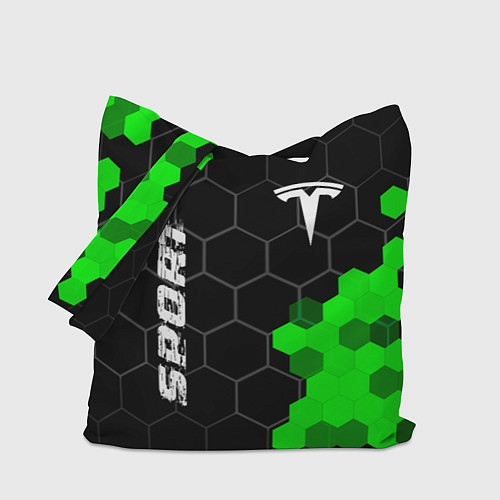 Сумка-шоппер Tesla green sport hexagon / 3D-принт – фото 1