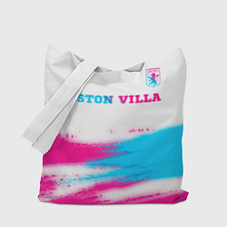 Сумка-шопер Aston Villa neon gradient style посередине, цвет: 3D-принт