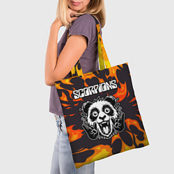 Сумка-шопер Scorpions рок панда и огонь, цвет: 3D-принт — фото 2